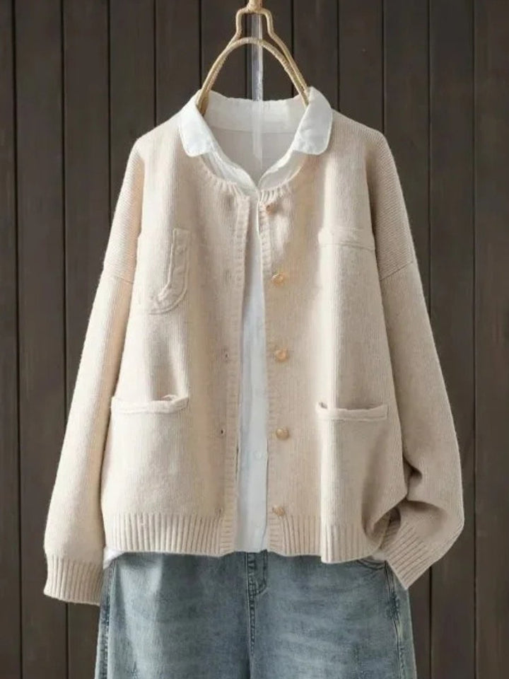 Women's Relaxed-Fit Button-Front Knit Cardigan Three-Pocket