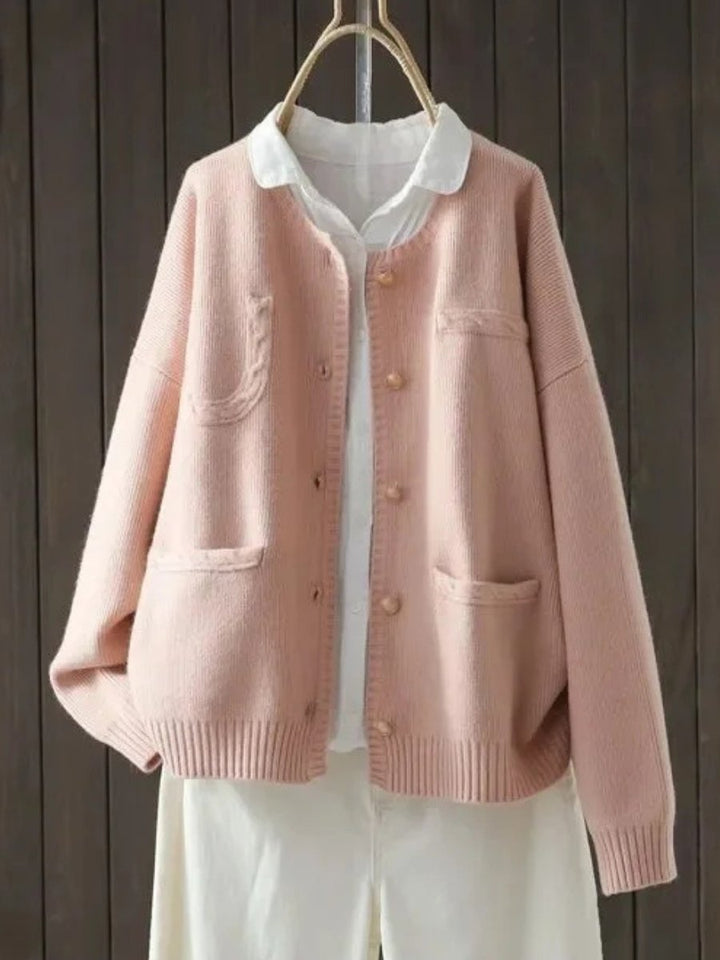 Women's Relaxed-Fit Button-Front Knit Cardigan Three-Pocket