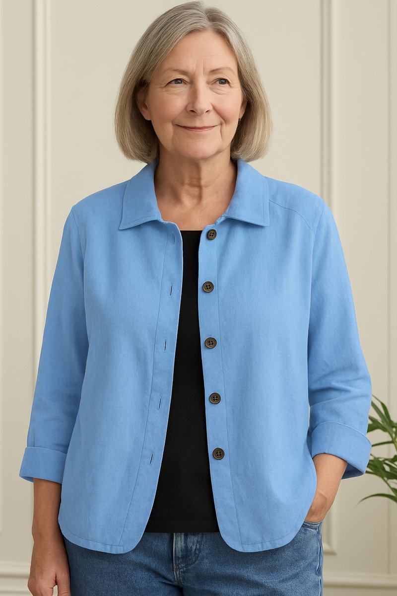 Women's Relaxed-Fit Button-Front Linen Blend Shirt Cardigan