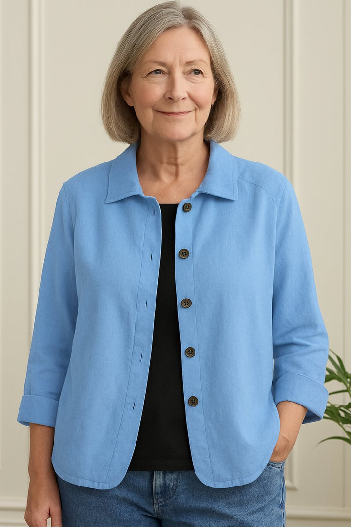 Women's Relaxed-Fit Button-Front Linen Blend Shirt Cardigan