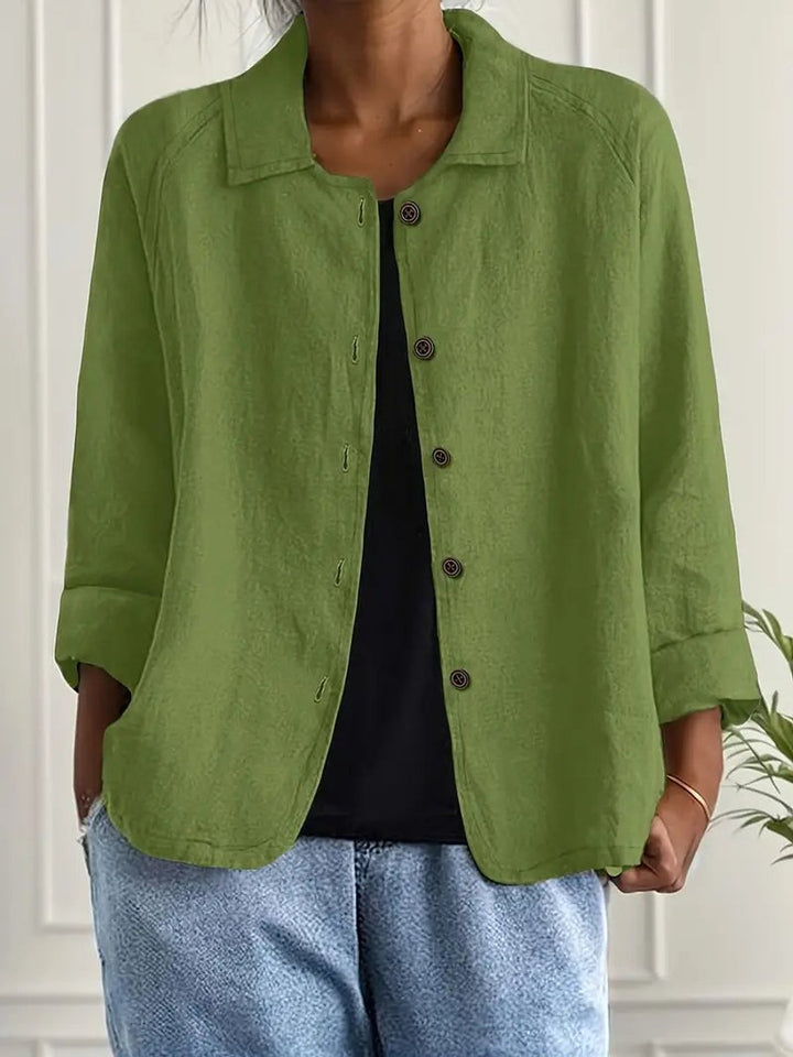 Women's Relaxed-Fit Button-Front Linen Blend Shirt Cardigan