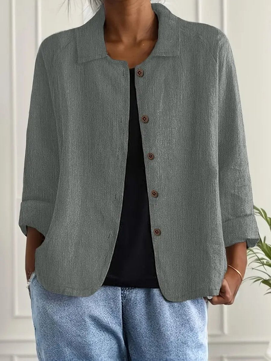 Women's Relaxed-Fit Button-Front Linen Blend Shirt Cardigan