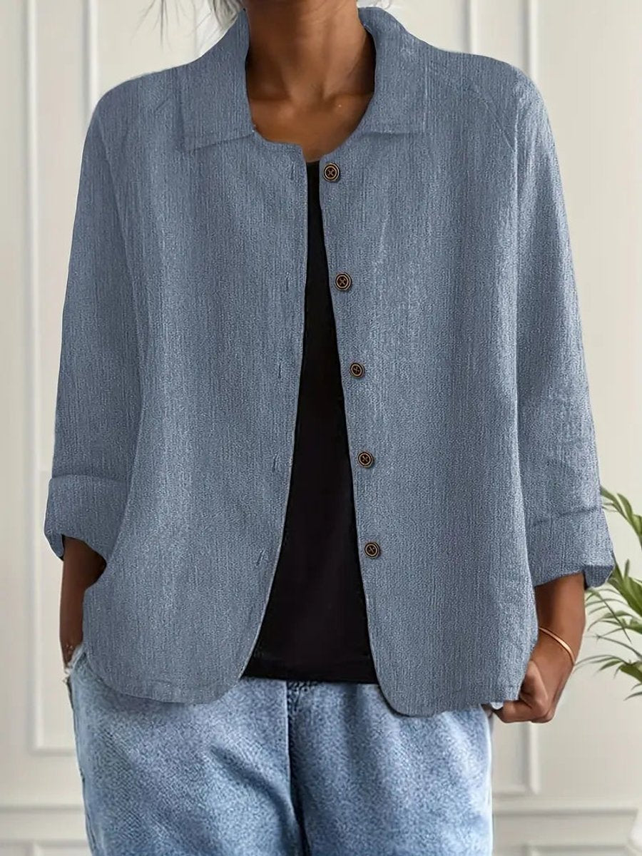 Women's Relaxed-Fit Button-Front Linen Blend Shirt Cardigan