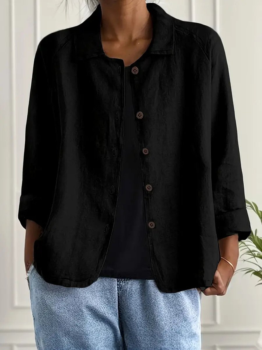 Women's Relaxed-Fit Button-Front Linen Blend Shirt Cardigan