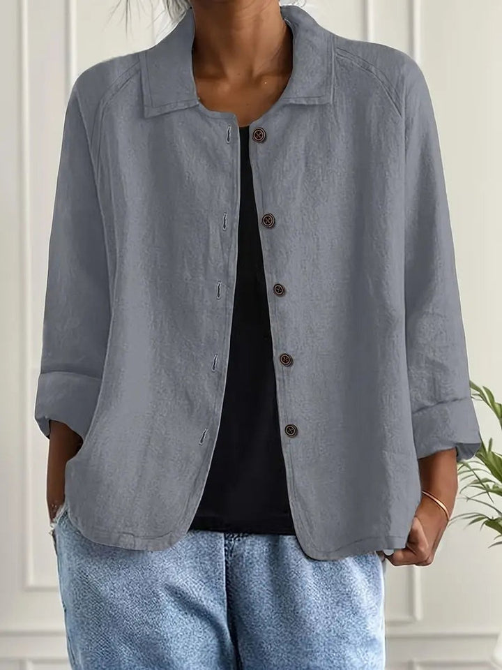 Women's Relaxed-Fit Button-Front Linen Blend Shirt Cardigan
