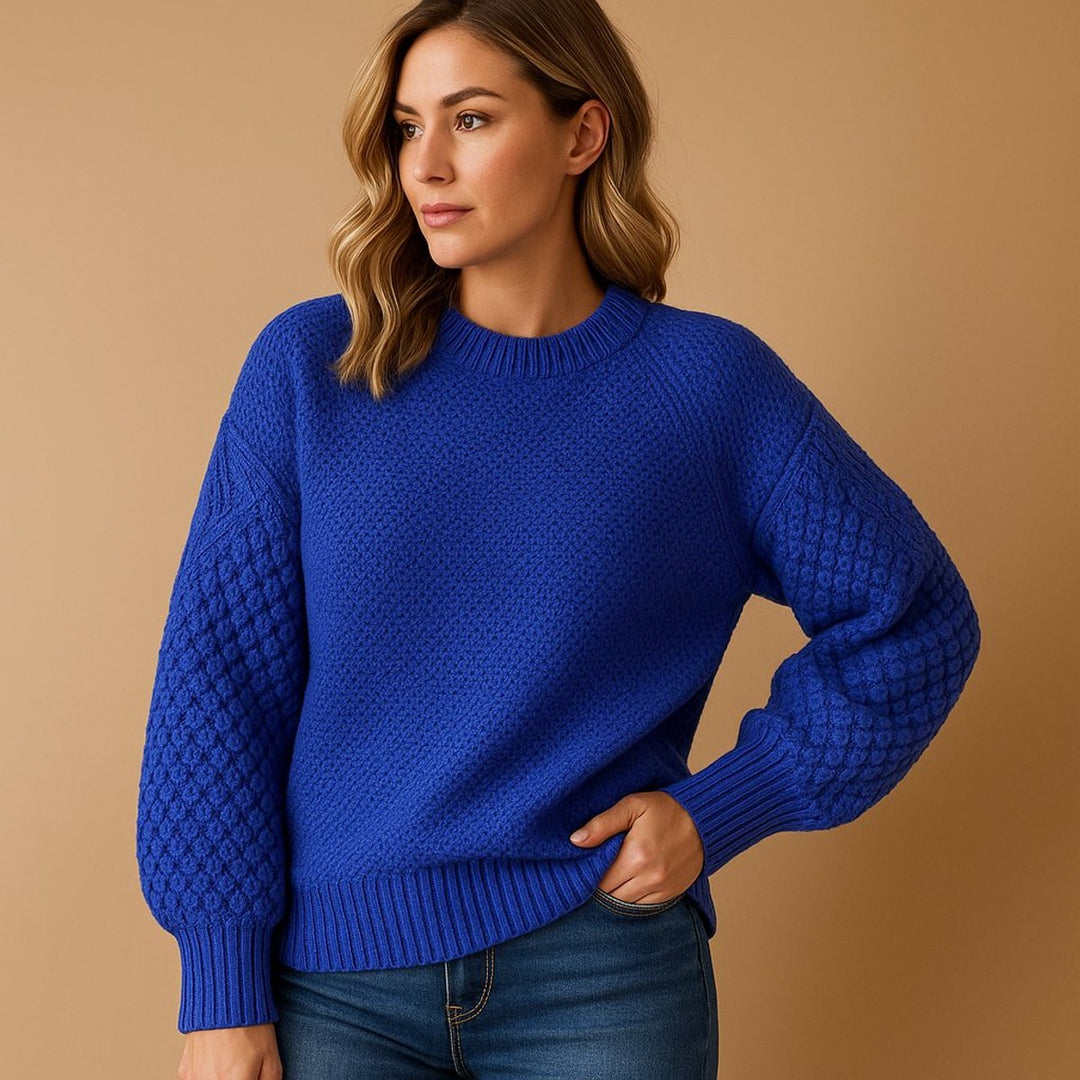 Women's Relaxed-Fit Cable-Knit Long Sleeve Crewneck Sweater