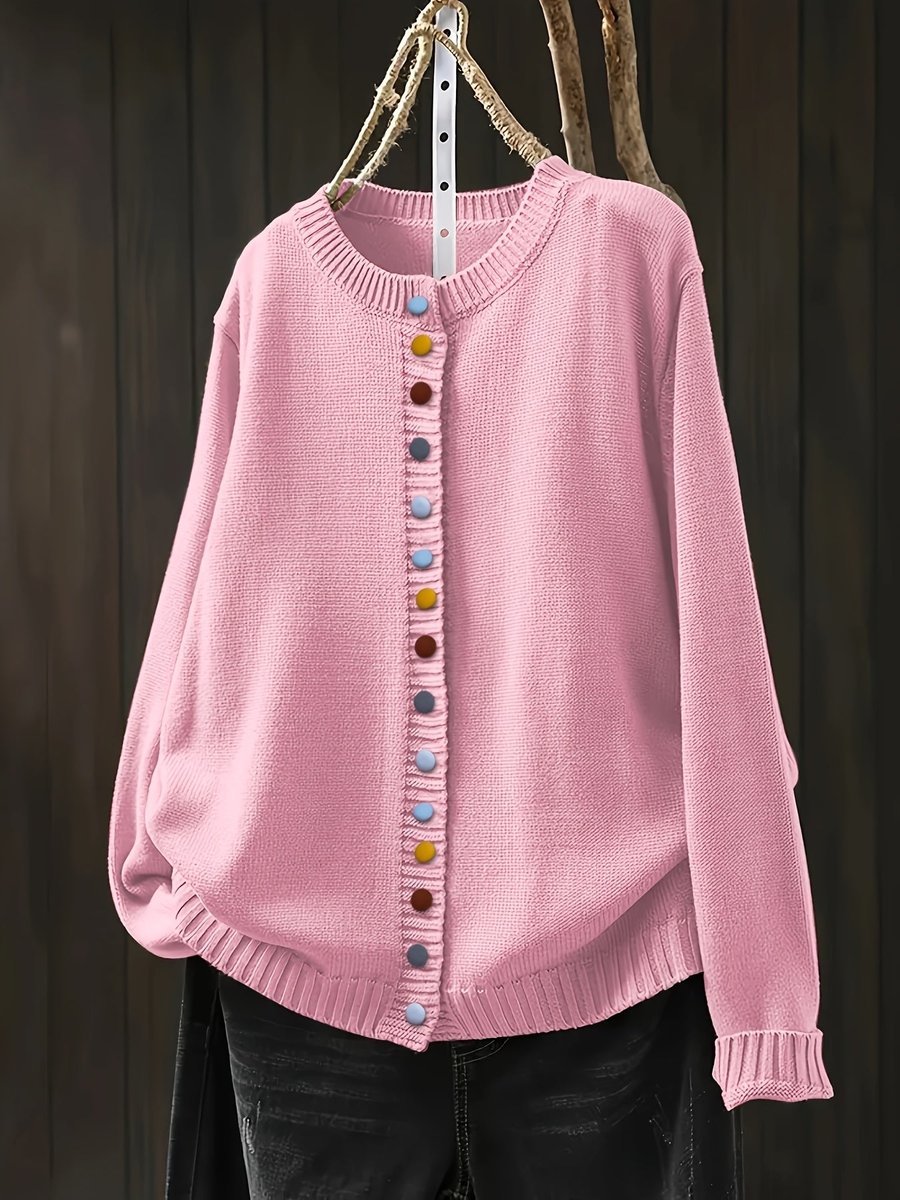 Women's Relaxed-Fit Colorful Button Knit Cardigan Sweater