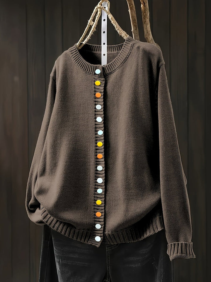 Women's Relaxed-Fit Colorful Button Knit Cardigan Sweater