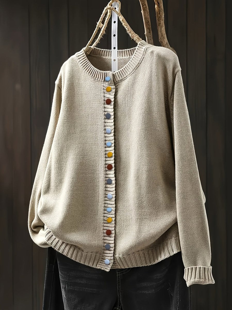 Women's Relaxed-Fit Colorful Button Knit Cardigan Sweater