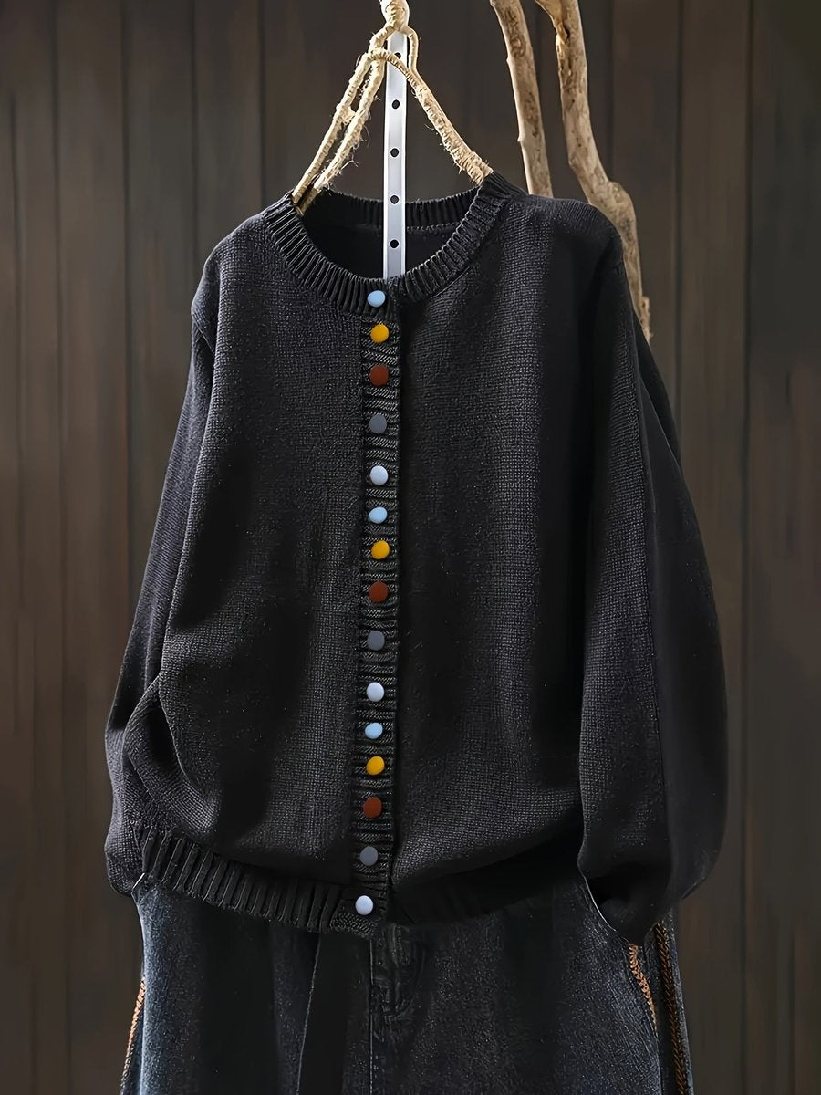 Women's Relaxed-Fit Colorful Button Knit Cardigan Sweater