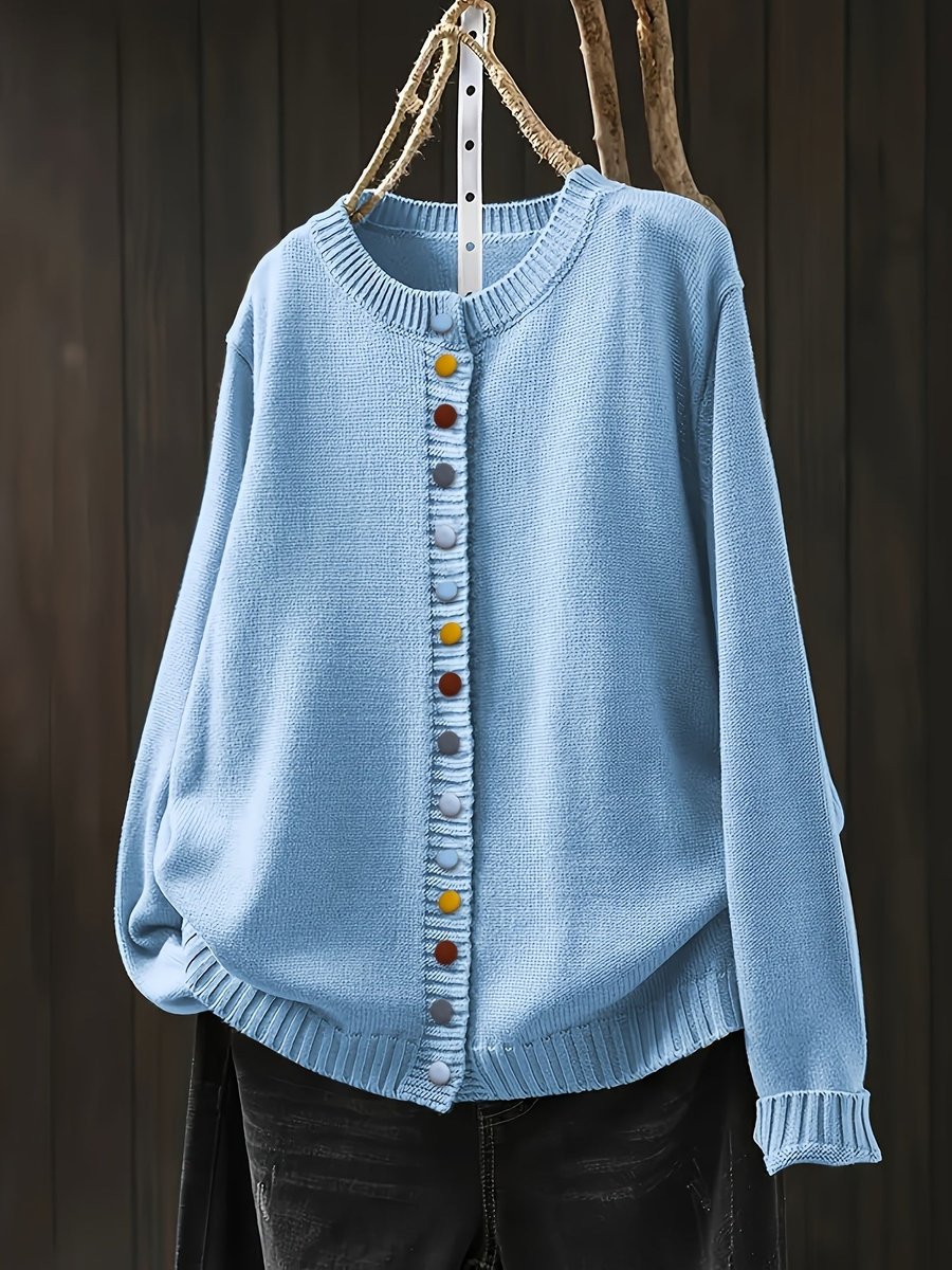 Women's Relaxed-Fit Colorful Button Knit Cardigan Sweater