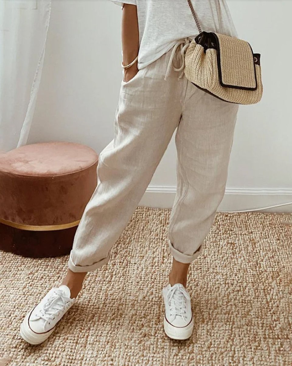 Women's Relaxed-Fit Drawstring Linen Jogger Pants