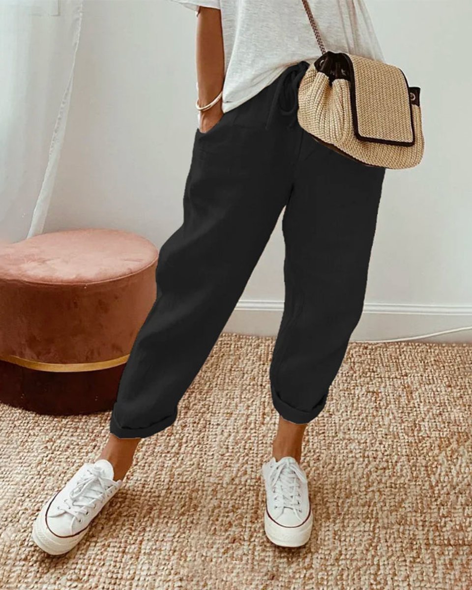 Women's Relaxed-Fit Drawstring Linen Jogger Pants