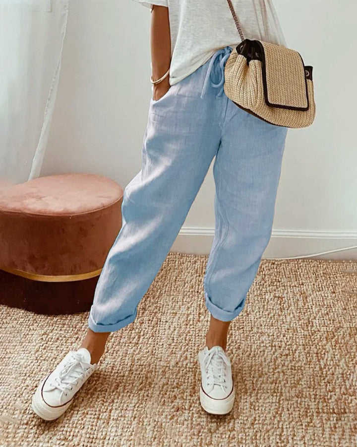 Women's Relaxed-Fit Drawstring Linen Jogger Pants