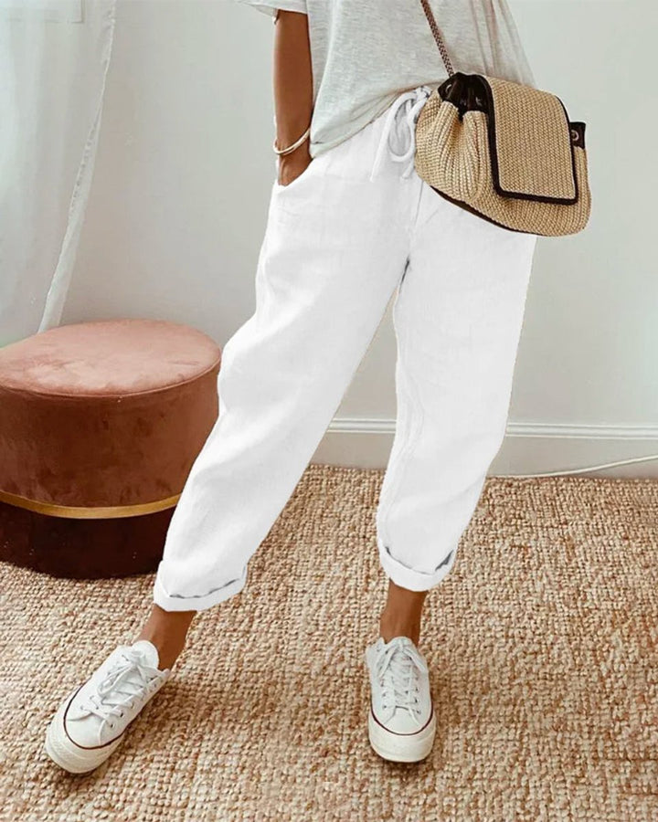 Women's Relaxed-Fit Drawstring Linen Jogger Pants