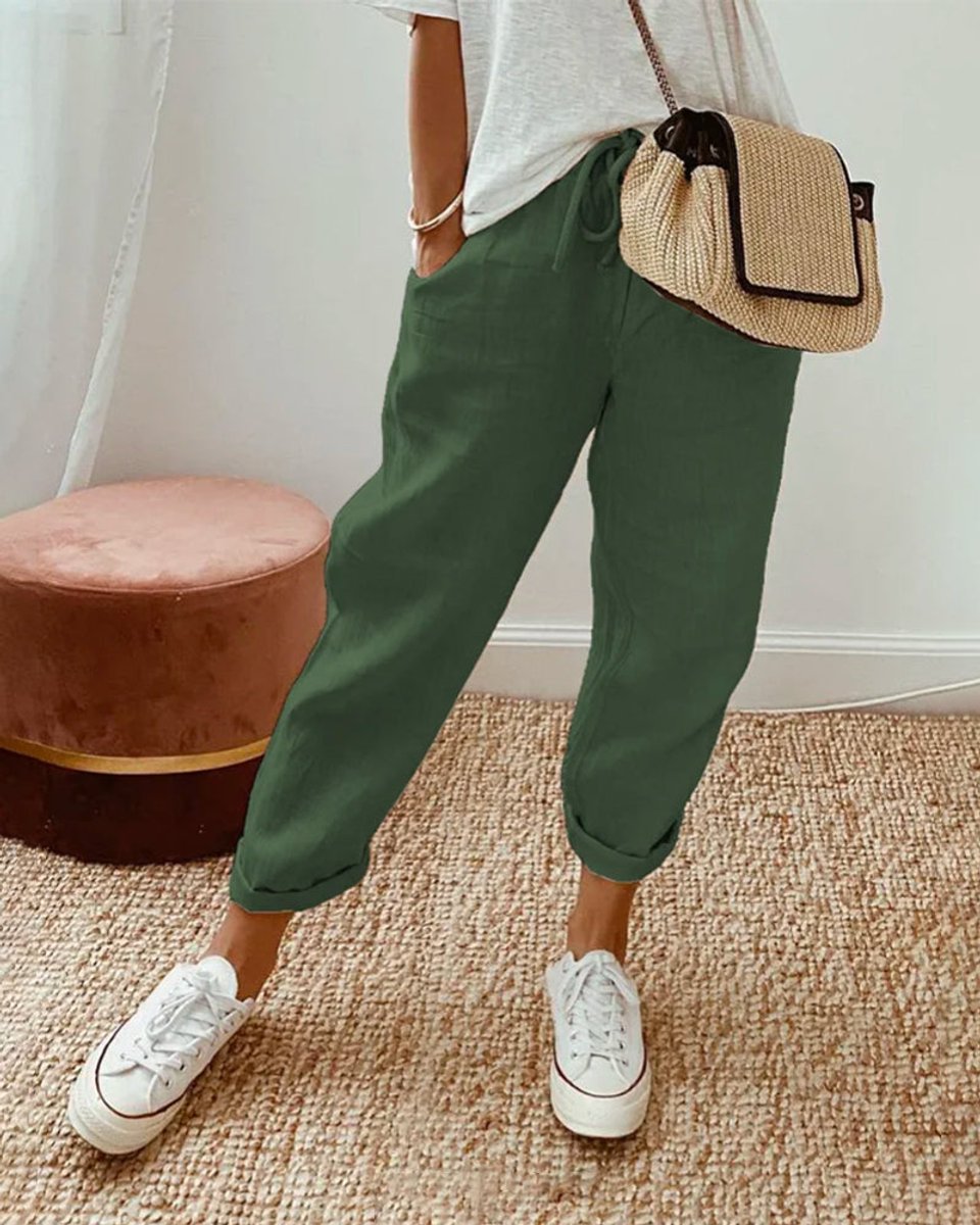 Women's Relaxed-Fit Drawstring Linen Jogger Pants