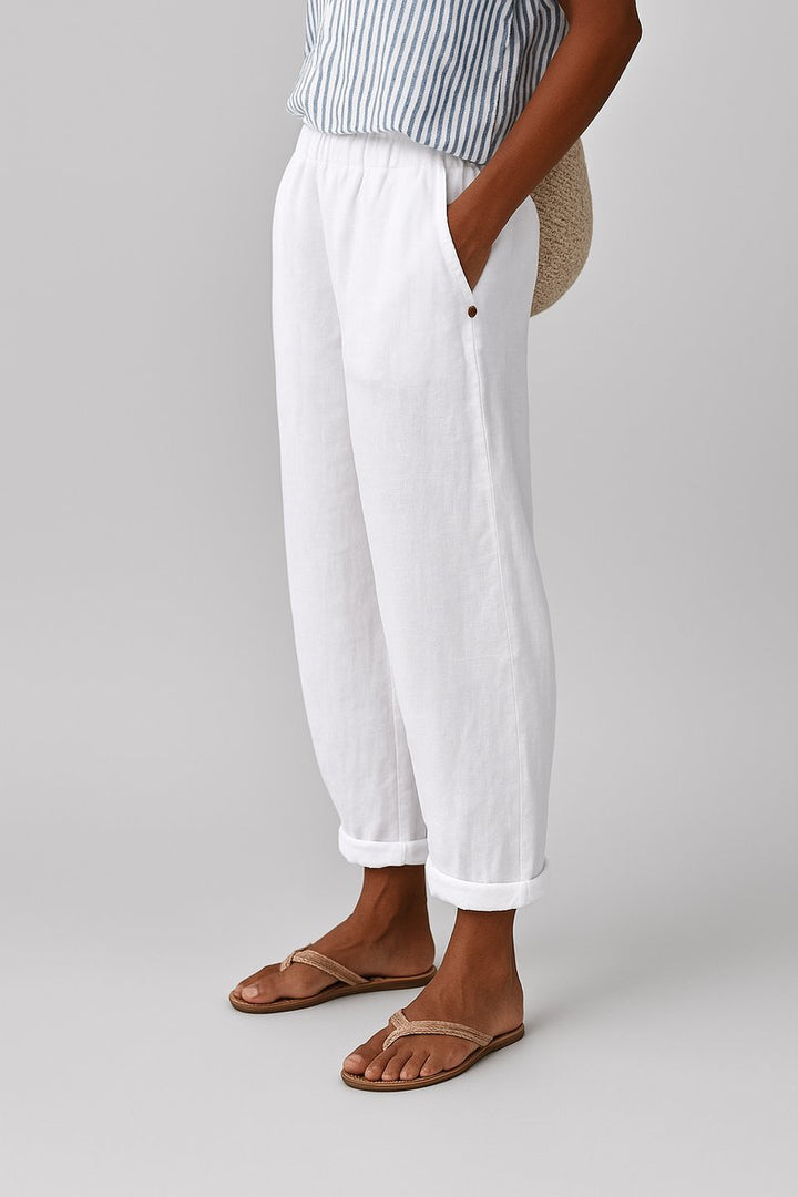 Women's Relaxed-Fit Elastic-Waist Cuffed Linen Pants