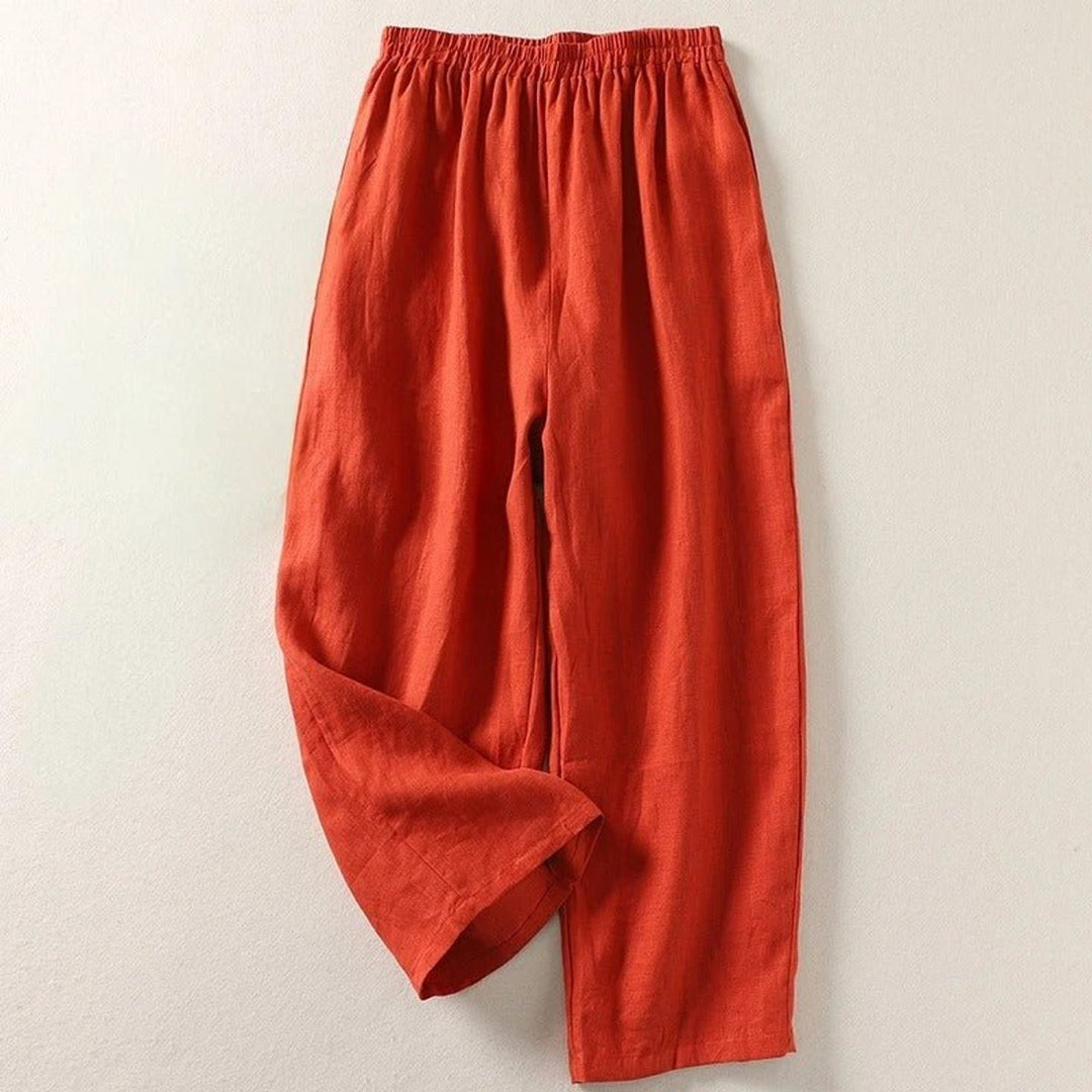 Women's Relaxed-Fit Elastic-Waist Linen Pants