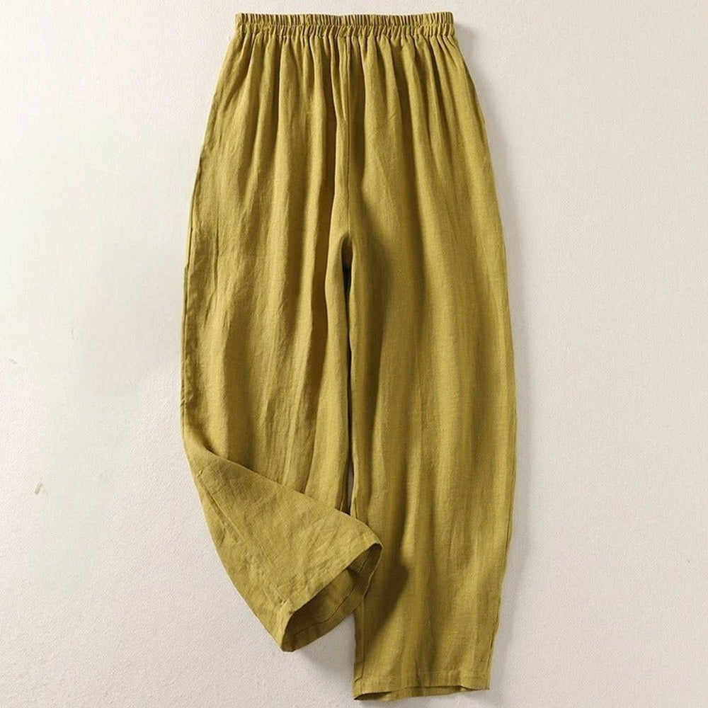 Women's Relaxed-Fit Elastic-Waist Linen Pants