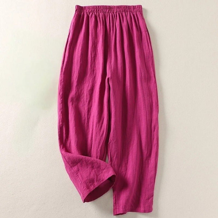 Women's Relaxed-Fit Elastic-Waist Linen Pants