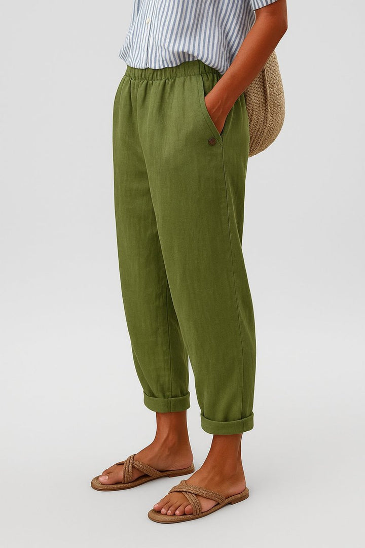 Women's Relaxed-Fit Elastic-Waist Straight-Leg Cuffed Pants