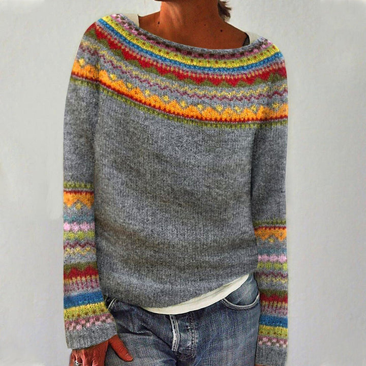 Women's Relaxed-Fit Fair Isle Knit Pullover Sweater