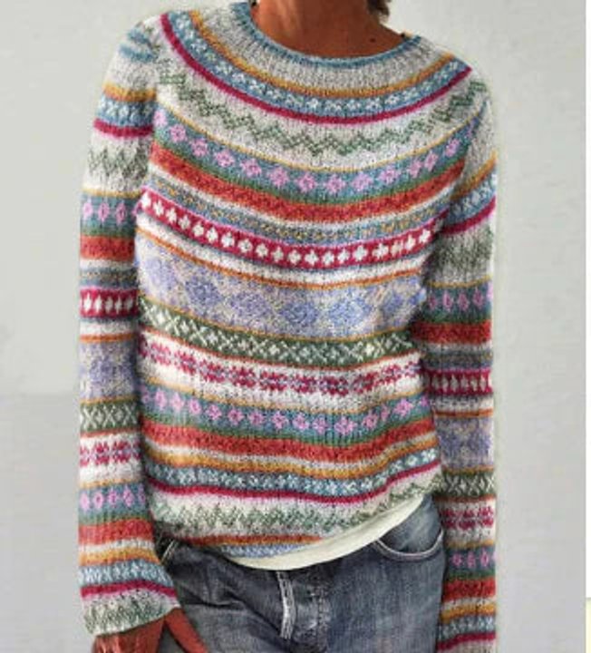 Women's Relaxed-Fit Fair Isle Knit Pullover Sweater