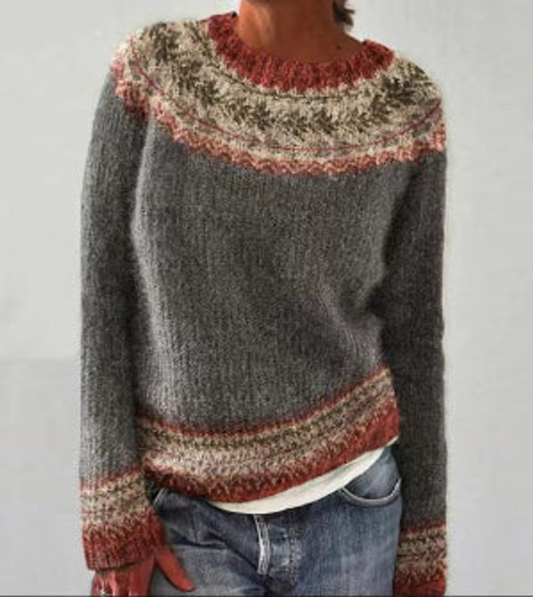 Women's Relaxed-Fit Fair Isle Knit Pullover Sweater