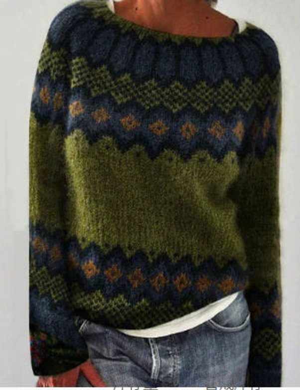 Women's Relaxed-Fit Fair Isle Knit Pullover Sweater