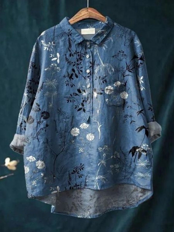 Women's Relaxed-Fit Floral Button-Down Long-Sleeve Blouse