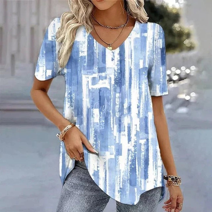Women's Relaxed-Fit Floral Print Short-Sleeve V-Neck Top