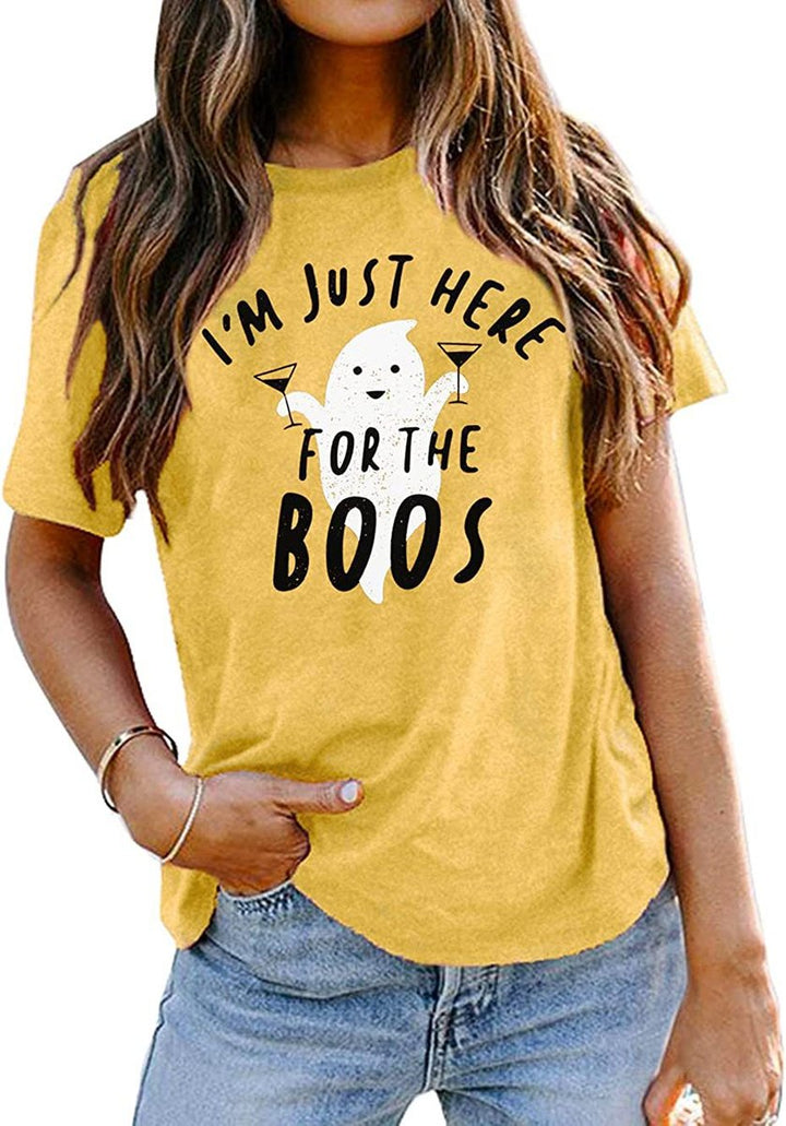 Women's Relaxed-Fit Halloween Ghost Graphic Short-Sleeve T-Shirt