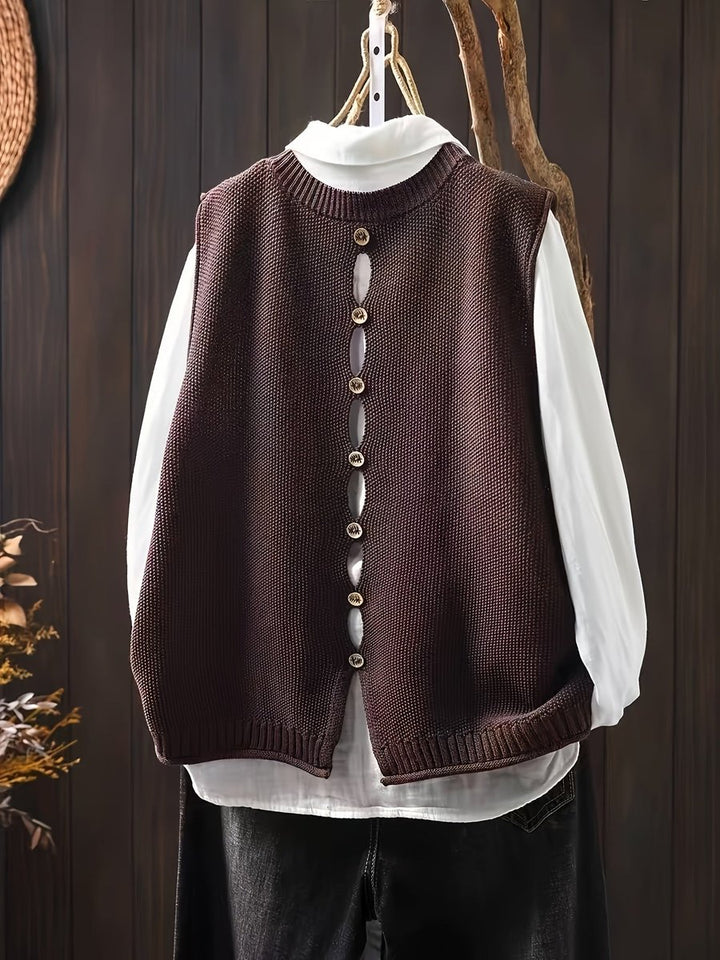 Women's Relaxed-Fit Knit Sweater Vest Cardigan Layering Top