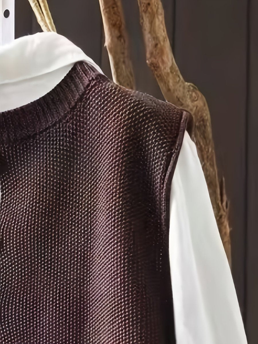 Women's Relaxed-Fit Knit Sweater Vest Cardigan Layering Top