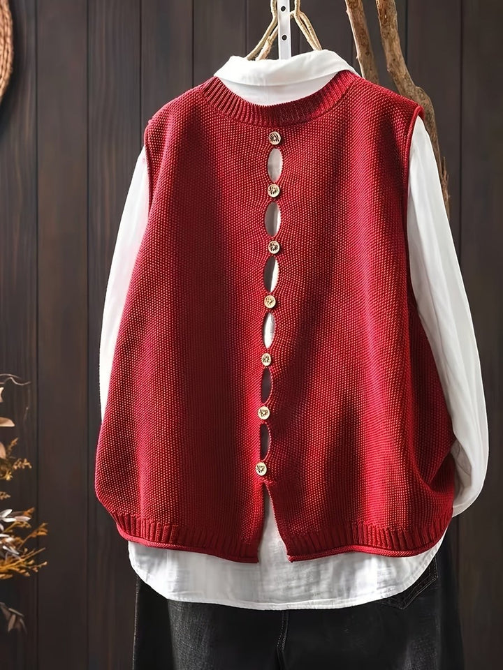 Women's Relaxed-Fit Knit Sweater Vest Cardigan Layering Top