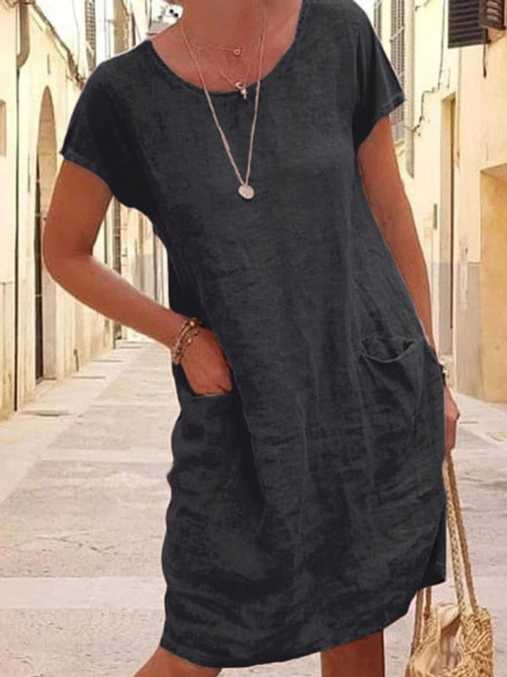 Women's Relaxed-Fit Linen Pocket Fall Midi Dress