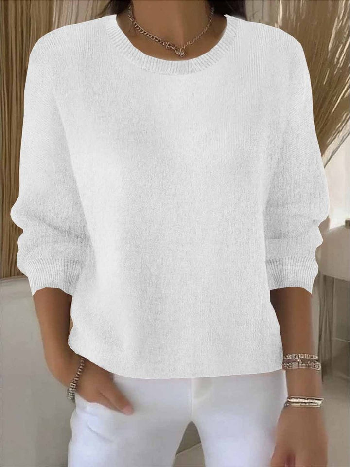 Women's Relaxed-Fit Long-Sleeve Crew-Neck Knit Sweater