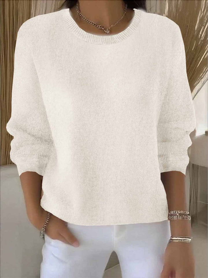 Women's Relaxed-Fit Long-Sleeve Crew-Neck Knit Sweater