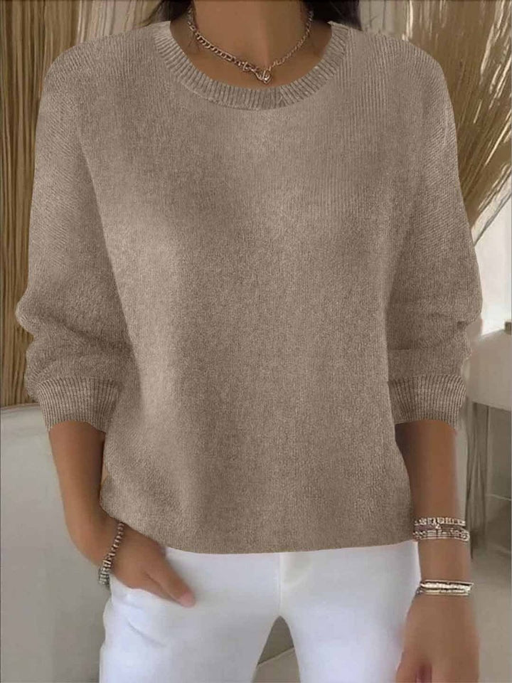 Women's Relaxed-Fit Long-Sleeve Crew-Neck Knit Sweater