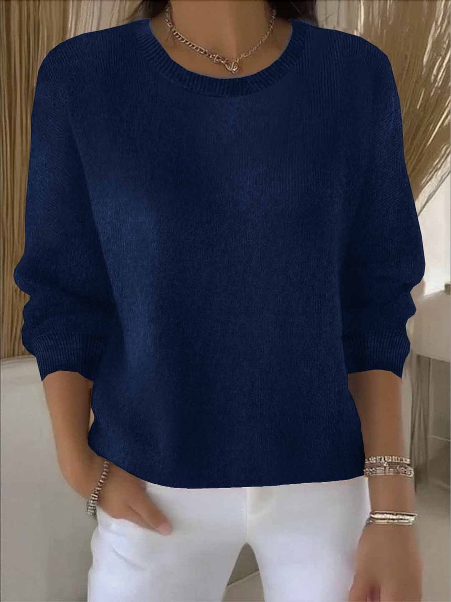 Women's Relaxed-Fit Long-Sleeve Crew-Neck Knit Sweater