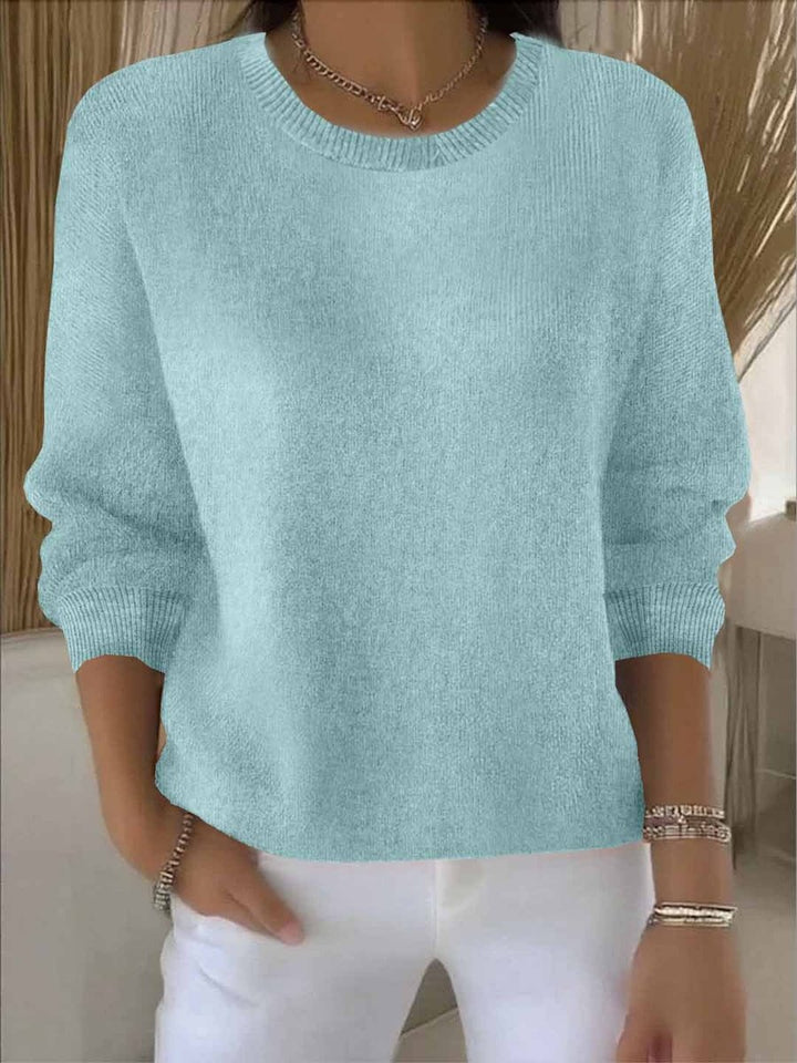 Women's Relaxed-Fit Long-Sleeve Crew-Neck Knit Sweater