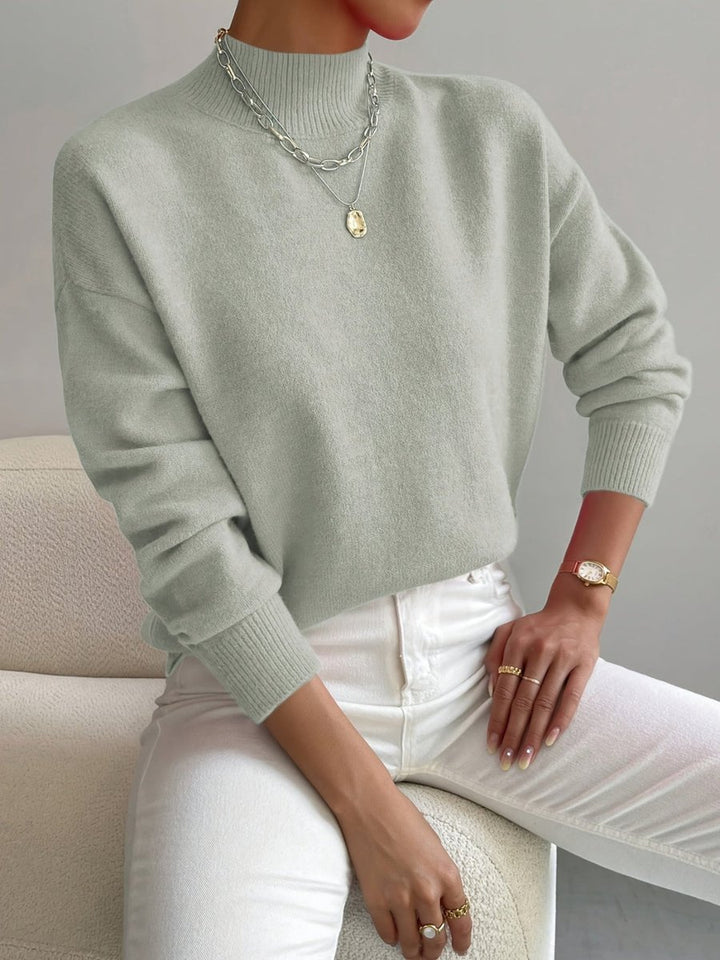 Women's Relaxed-Fit Mock Neck Knit Pullover Sweater