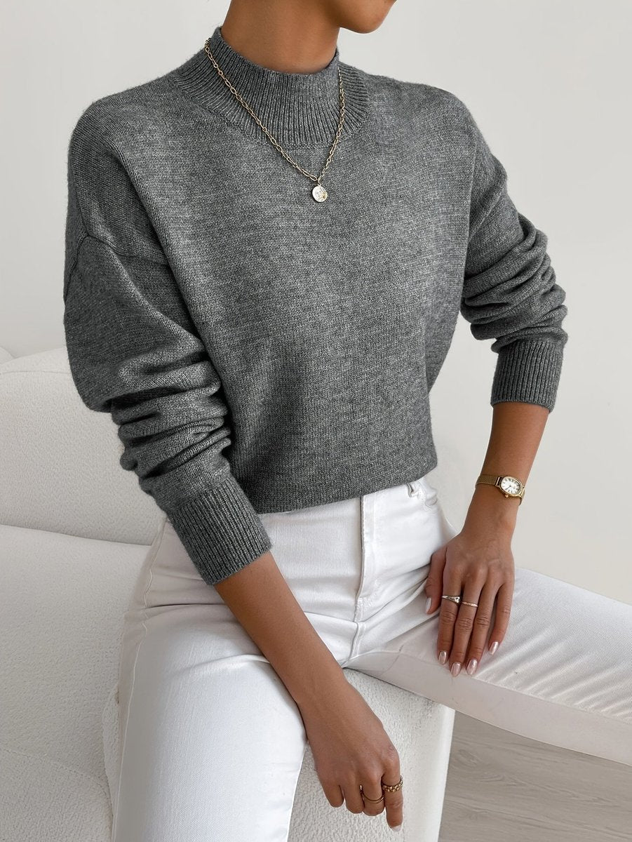 Women's Relaxed-Fit Mock Neck Knit Pullover Sweater