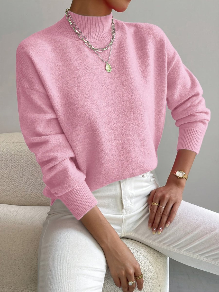 Women's Relaxed-Fit Mock Neck Knit Pullover Sweater