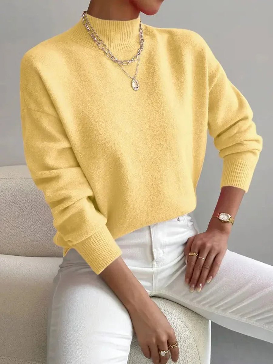 Women's Relaxed-Fit Mock Neck Knit Pullover Sweater