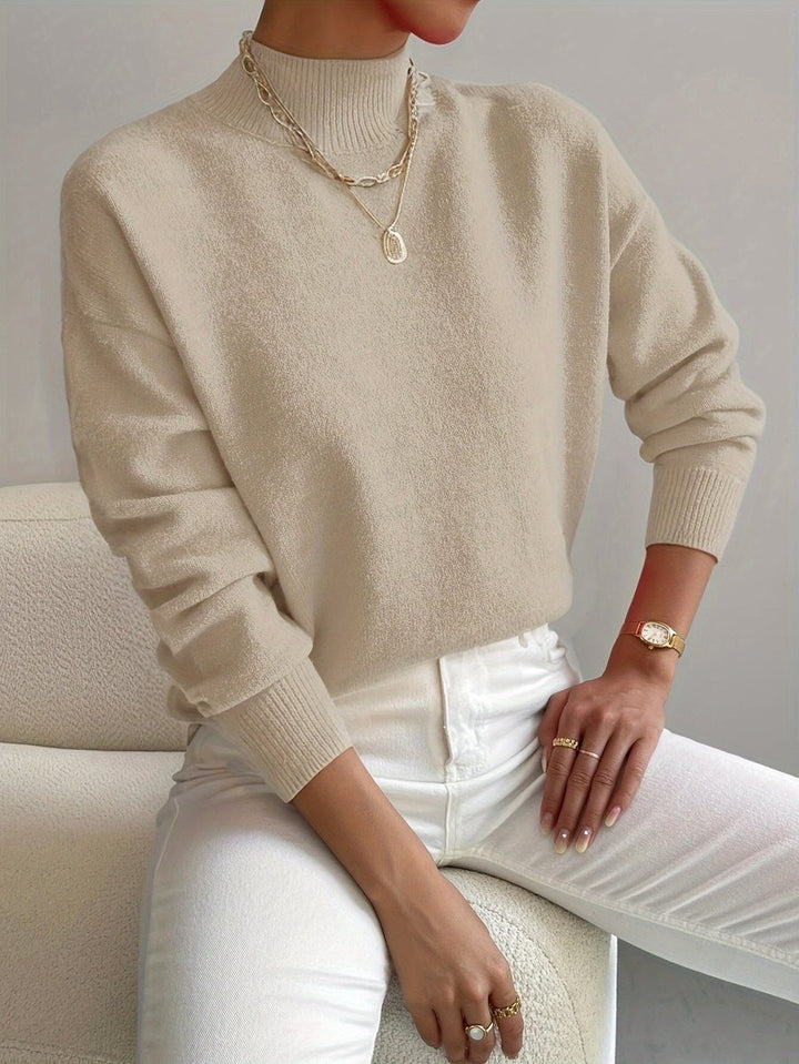 Women's Relaxed-Fit Mock Neck Knit Pullover Sweater