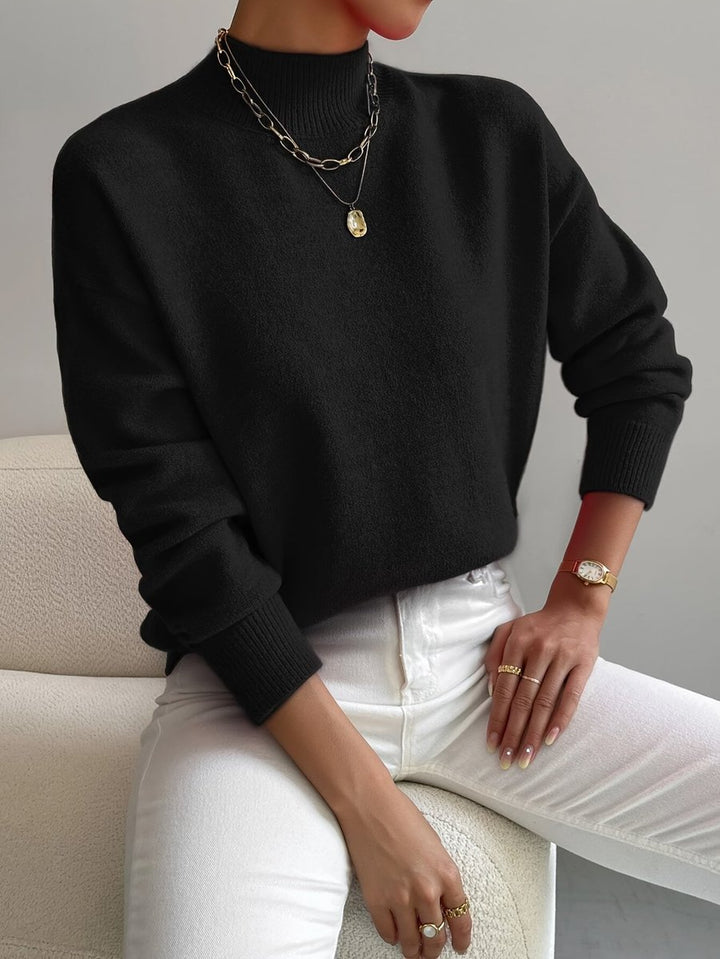 Women's Relaxed-Fit Mock Neck Knit Pullover Sweater