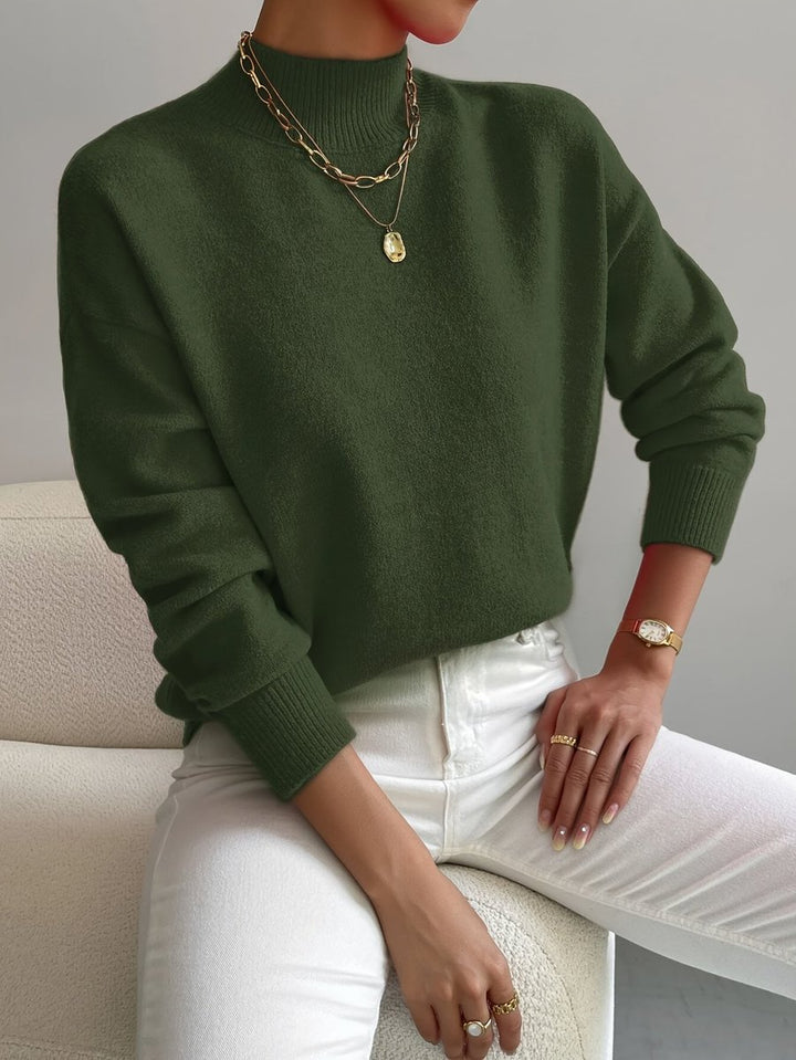Women's Relaxed-Fit Mock Neck Knit Pullover Sweater
