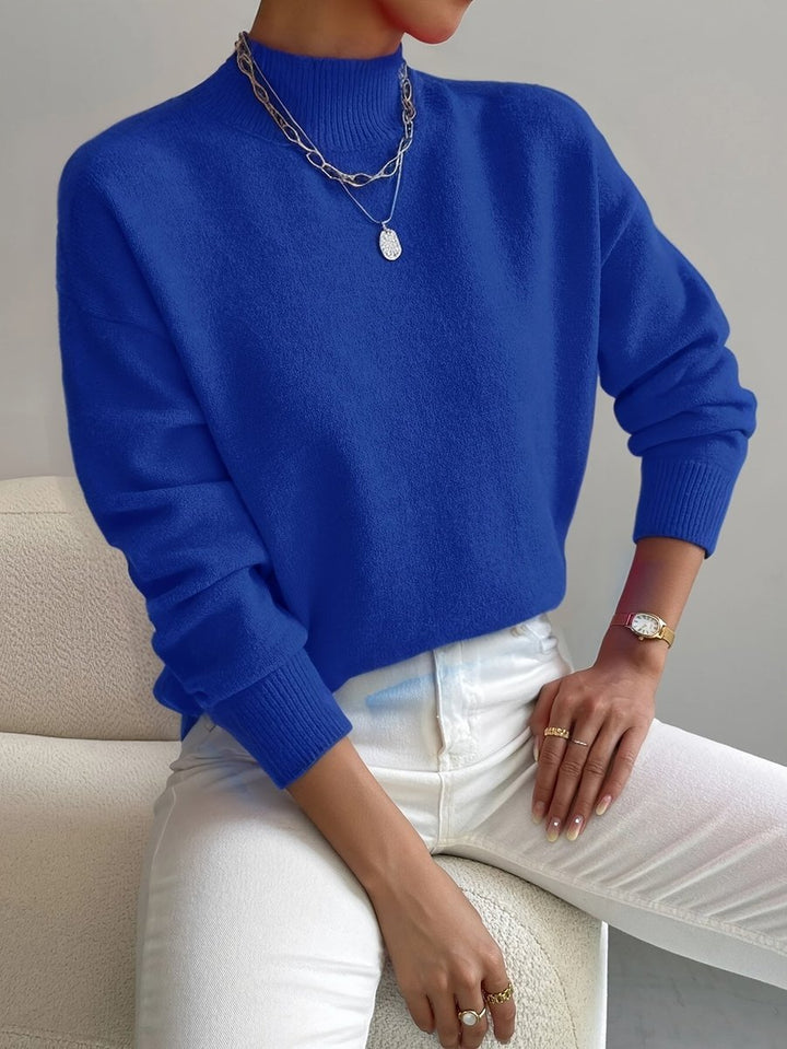 Women's Relaxed-Fit Mock Neck Knit Pullover Sweater