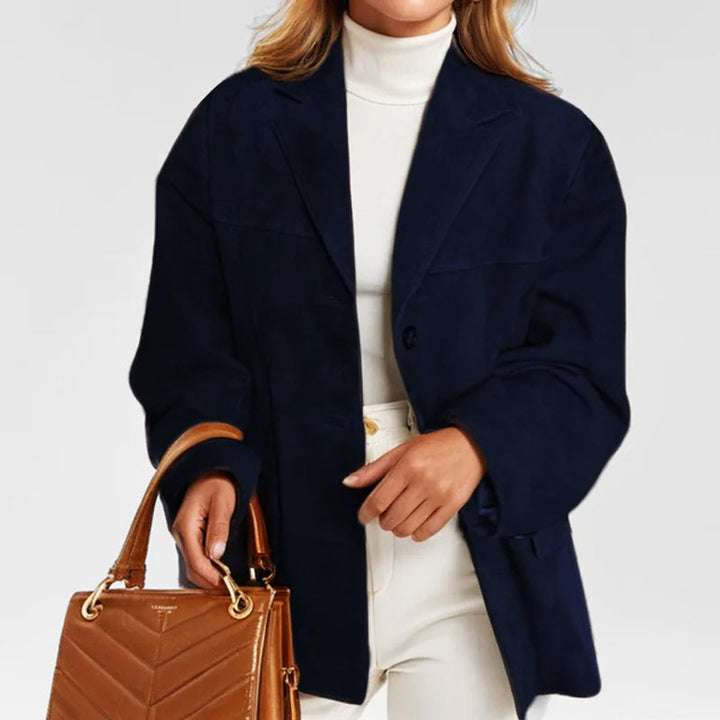 Women's Relaxed-Fit Notch-Lapel Suede Blazer Jacket